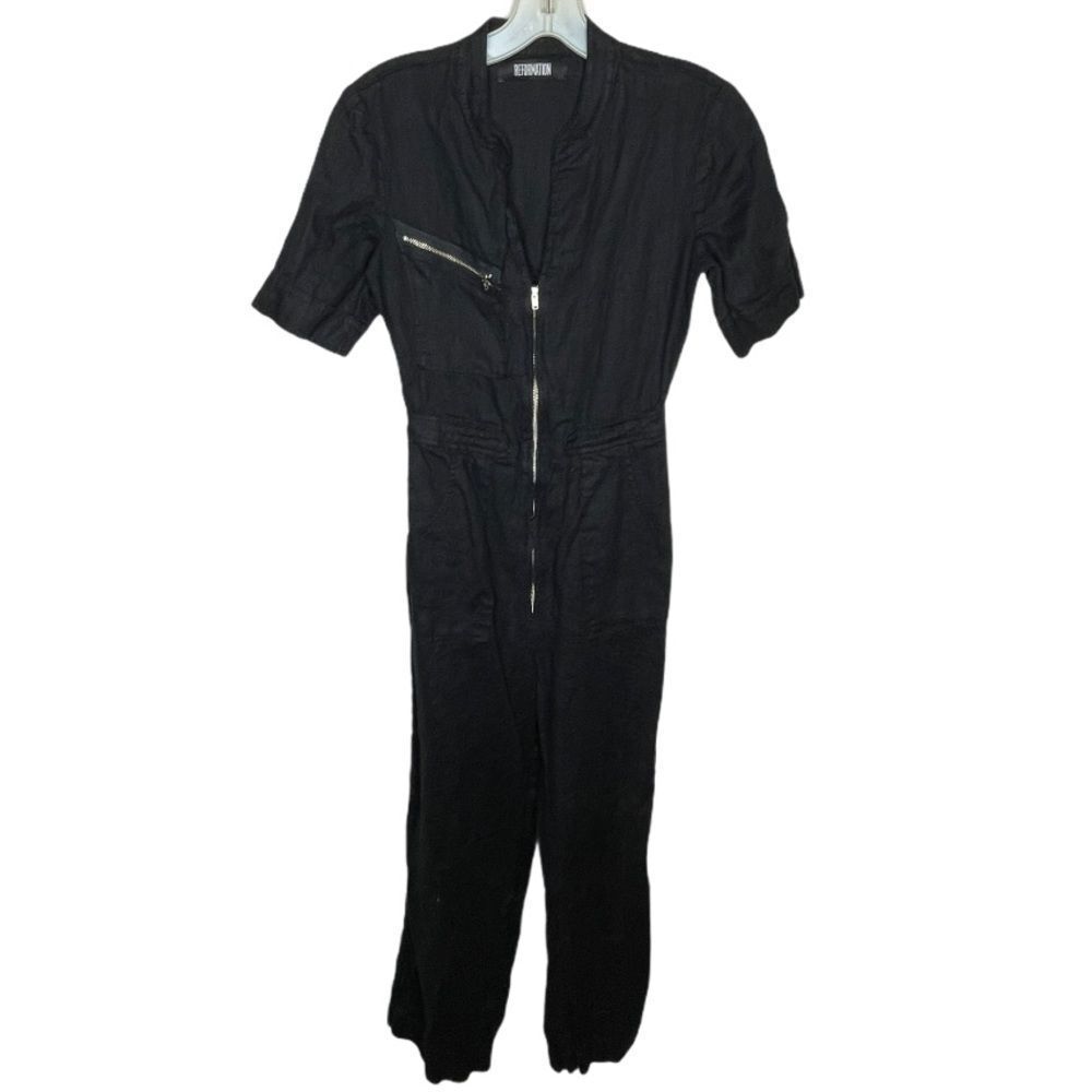 Reformation Black Linen Jumpsuit